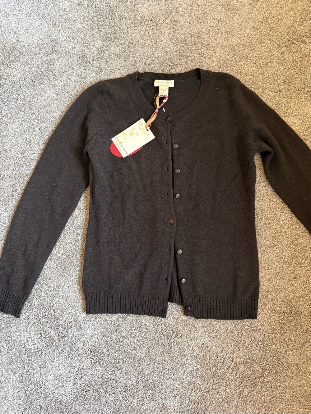 Women’s Brown Simply Cashmere 100% Cashmere Button Cardigan Sweater NWT